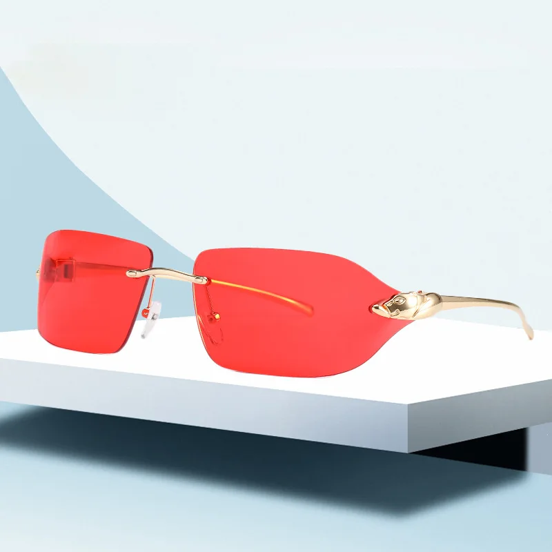 

2021 Fashion Small Frame Sunglasses Female Gradient Color Ocean Lens Glasses Frameless Square Eyeglasses Trend очки солнечные