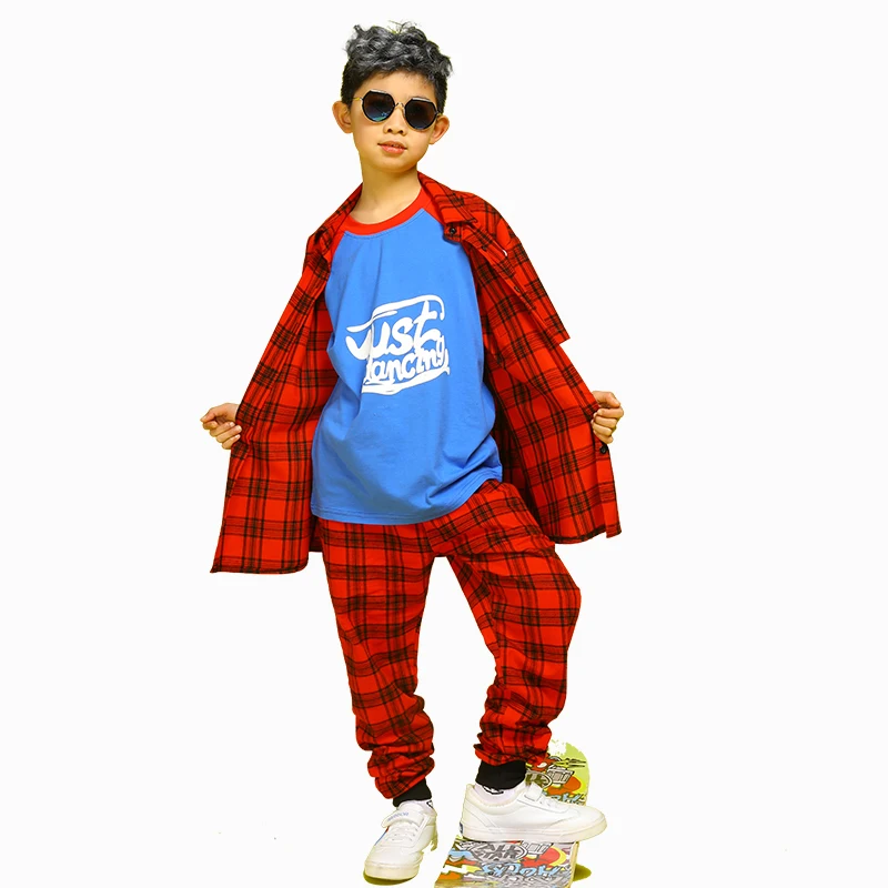 Modern Children'S Hip-Hop Suit Loose Red Plaid Shirt Trousers Unisex Jazz Dance Performance Clothes Casual Sportswear DL6500
Modern Children'S Hip-Hop Suit Loose Red Plaid Shirt Trousers Unisex Jazz Dance Performance Clothes Casual Sportswear DL6500