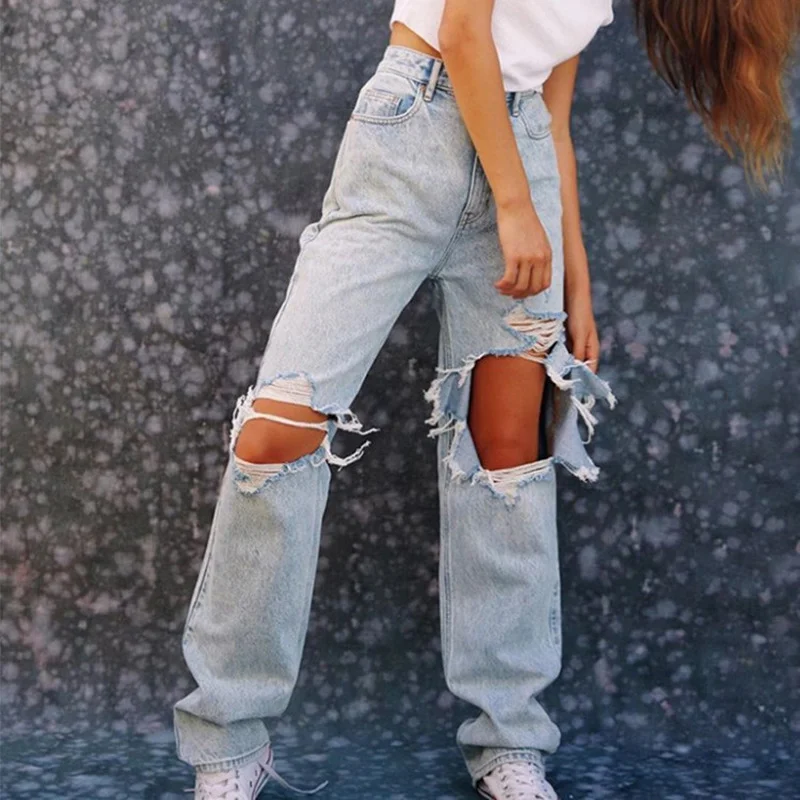 Ripped Jeans Autumn Fashion Button High Waist Loose Jeans Women's Casual Solid Denim Straight-Leg Pants
Ripped Jeans Autumn Fashion Button High Waist Loose Jeans Women's Casual Solid Denim Straight-Leg Pants