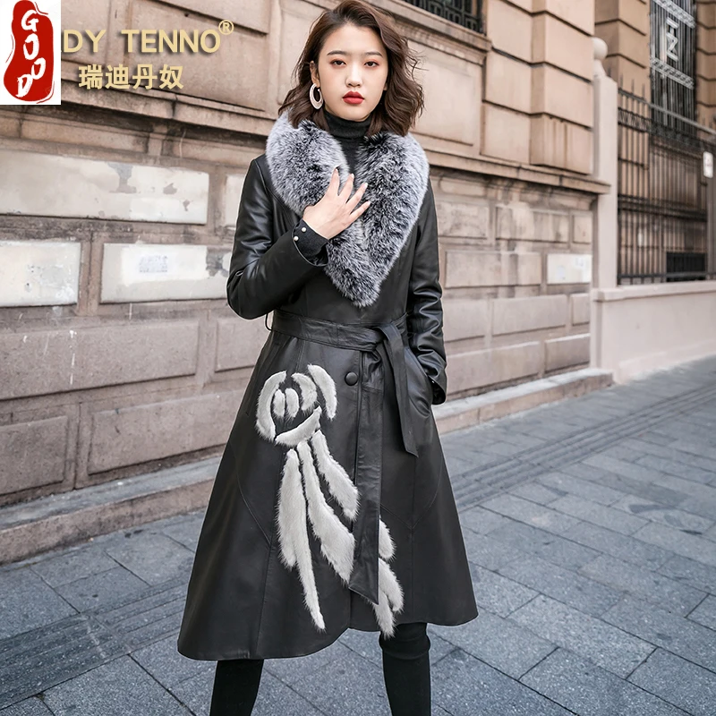 Женская зимняя куртка из натуральной кожи, длинное пальто из 2021 натуральной овчины, роскошная куртка с норковым меховым воротником, 0711
Женская зимняя куртка из натуральной кожи, длинное пальто из 2021 натуральной овчины, роскошная куртка с норковым меховым воротником, 0711