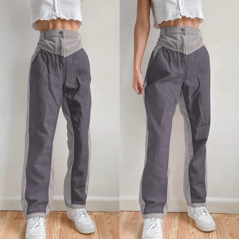 High Waist Streetwear Patchwork Corduroy Pants Ladies Casual Straight Women's Trousers Contrast Color Baggy Pants New Harajuku
High Waist Streetwear Patchwork Corduroy Pants Ladies Casual Straight Women's Trousers Contrast Color Baggy Pants New Harajuku