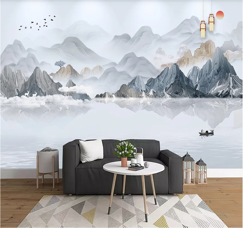 New Chinese style modern minimalist ink landscape TV background wall decoration painting custom 3d wallpaper
New Chinese style modern minimalist ink landscape TV background wall decoration painting custom 3d wallpaper