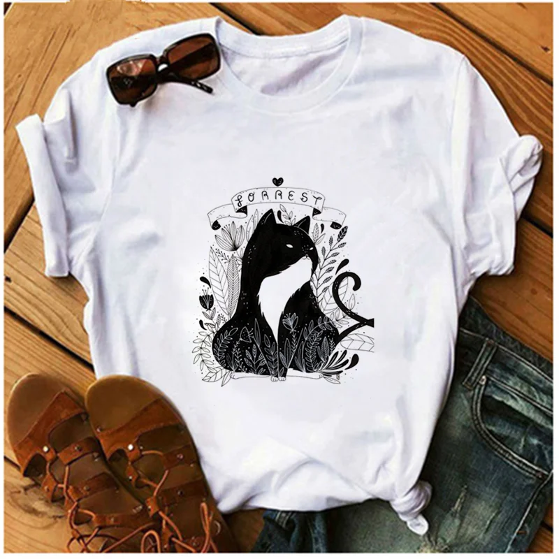 AOWOF Cute Cat Flower Print Short Sleeve T-shirt Ladies Summer Clothes Ladies T-shirt
AOWOF Cute Cat Flower Print Short Sleeve T-shirt Ladies Summer Clothes Ladies T-shirt