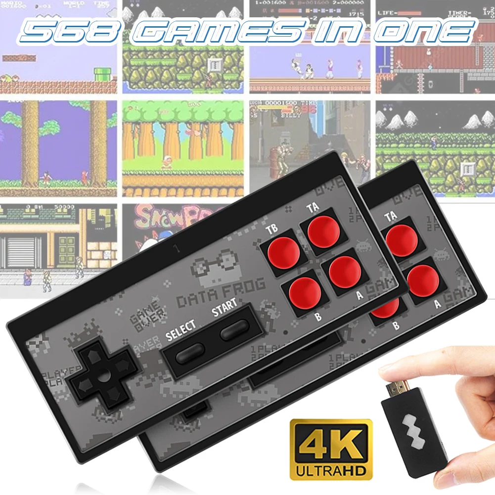DATA FROG 4K HD Video Game Console Built in 568 Classic Games Mini Retro Game Console Wireless Controller TV Output Dual Players
DATA FROG 4K HD Video Game Console Built in 568 Classic Games Mini Retro Game Console Wireless Controller TV Output Dual Players
