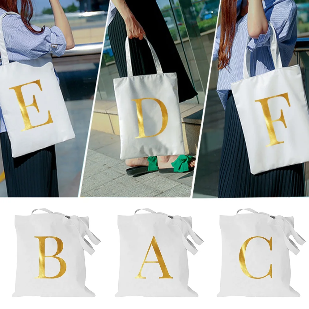 Women Shopping Bags Grocery Reusable Handbags Large-capacity Tote Bag Travel Gold Letter Print Pattern Canvas Shoulder Bags
Women Shopping Bags Grocery Reusable Handbags Large-capacity Tote Bag Travel Gold Letter Print Pattern Canvas Shoulder Bags