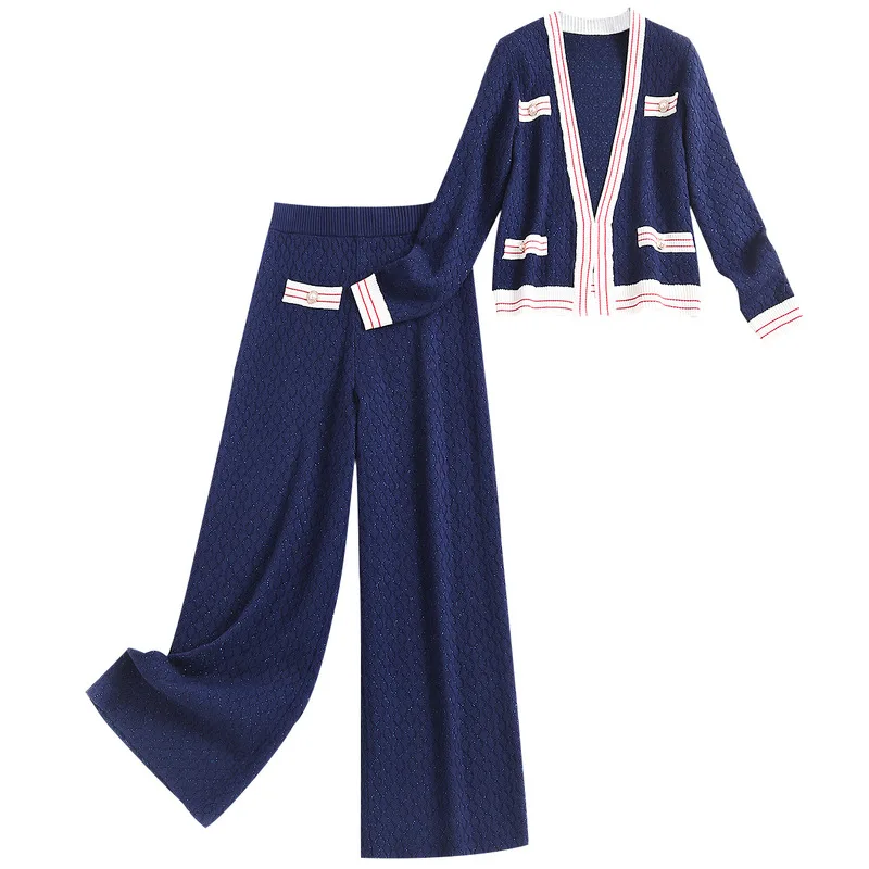 Top Knit Outfits for and V-Neck Office Lady Tops+ Elastic Waist Wide Leg Pants Women 2 Piece Set Blue
Top Knit Outfits for and V-Neck Office Lady Tops+ Elastic Waist Wide Leg Pants Women 2 Piece Set Blue