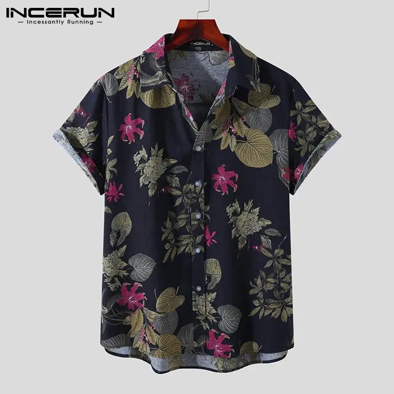 INCERUN 2021 Summer Men Hawaiian Shirt Printed Vintage Lapel Short Sleeve Streetwear Button Casual Camisas Cotton Men Clothing
INCERUN 2021 Summer Men Hawaiian Shirt Printed Vintage Lapel Short Sleeve Streetwear Button Casual Camisas Cotton Men Clothing