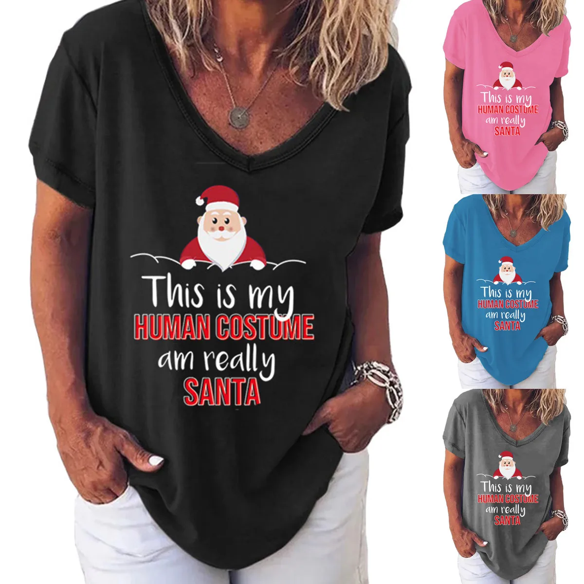 New Year T Shirts For Women 2022 Harajuku V Neck Short Sleeve Tee Top Christmas Cute Funny Graphic Letter Print T-shirts 
New Year T Shirts For Women 2022 Harajuku V Neck Short Sleeve Tee Top Christmas Cute Funny Graphic Letter Print T-shirts