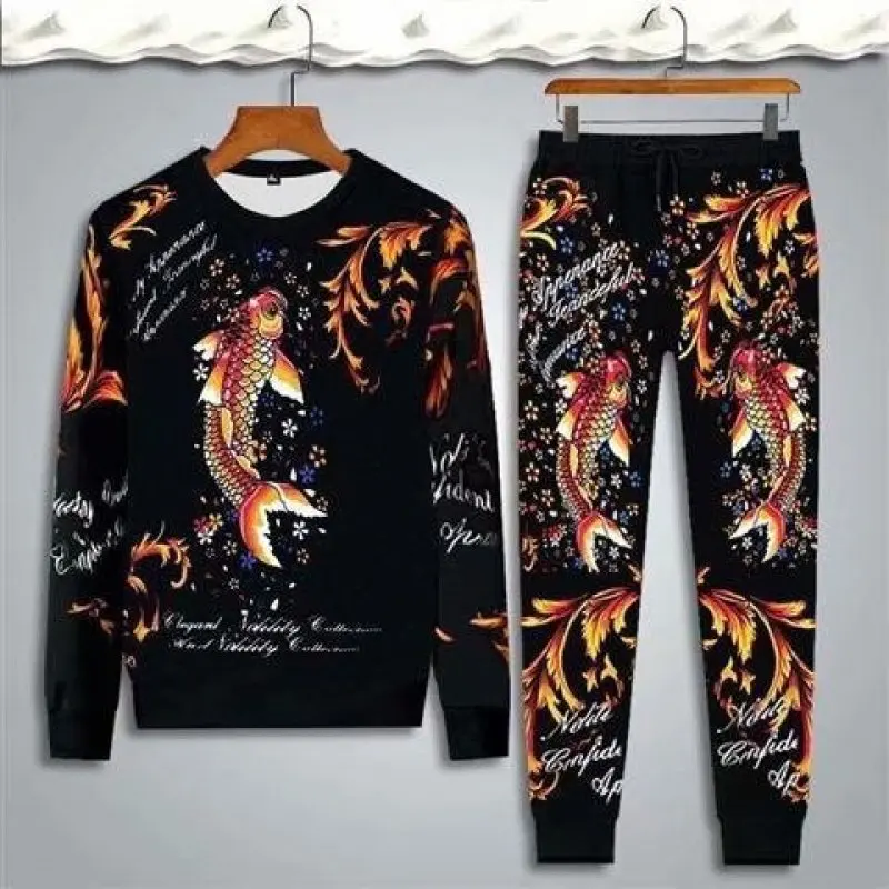 Men Chinese Style Long Sleeve T-shirt Trousers 2 Piece Clothes 2021 New Fashion Dragon Fish Printed Spring Casual Sports Suit
Men Chinese Style Long Sleeve T-shirt Trousers 2 Piece Clothes 2021 New Fashion Dragon Fish Printed Spring Casual Sports Suit