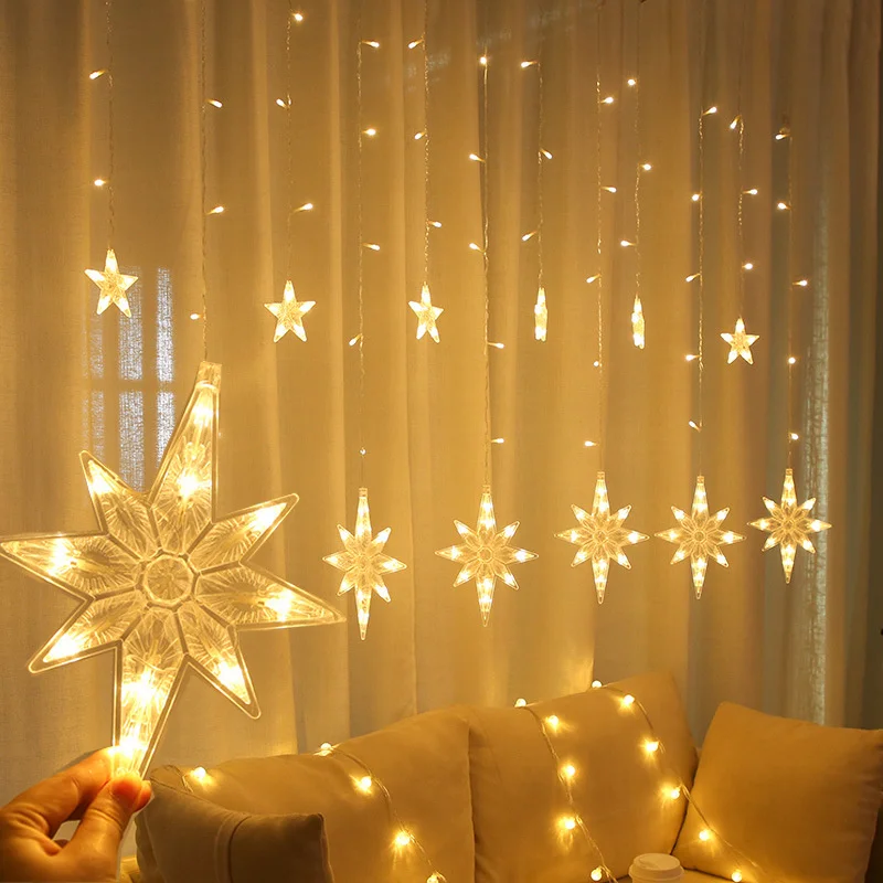 2.5m Led North Star Curtain Light 220v Eu Christmas Garland String Fairy Lights Outdoor for Window Wedding Party New Year Decor
2.5m Led North Star Curtain Light 220v Eu Christmas Garland String Fairy Lights Outdoor for Window Wedding Party New Year Decor