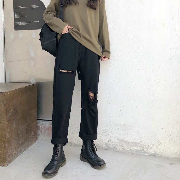 Mom Jeans Women Holes Black Chic Harajuku Casual Womens Wide Leg Hip-hop Mopping Vintage Summer High Street Straight Denim Pants
Mom Jeans Women Holes Black Chic Harajuku Casual Womens Wide Leg Hip-hop Mopping Vintage Summer High Street Straight Denim Pants
