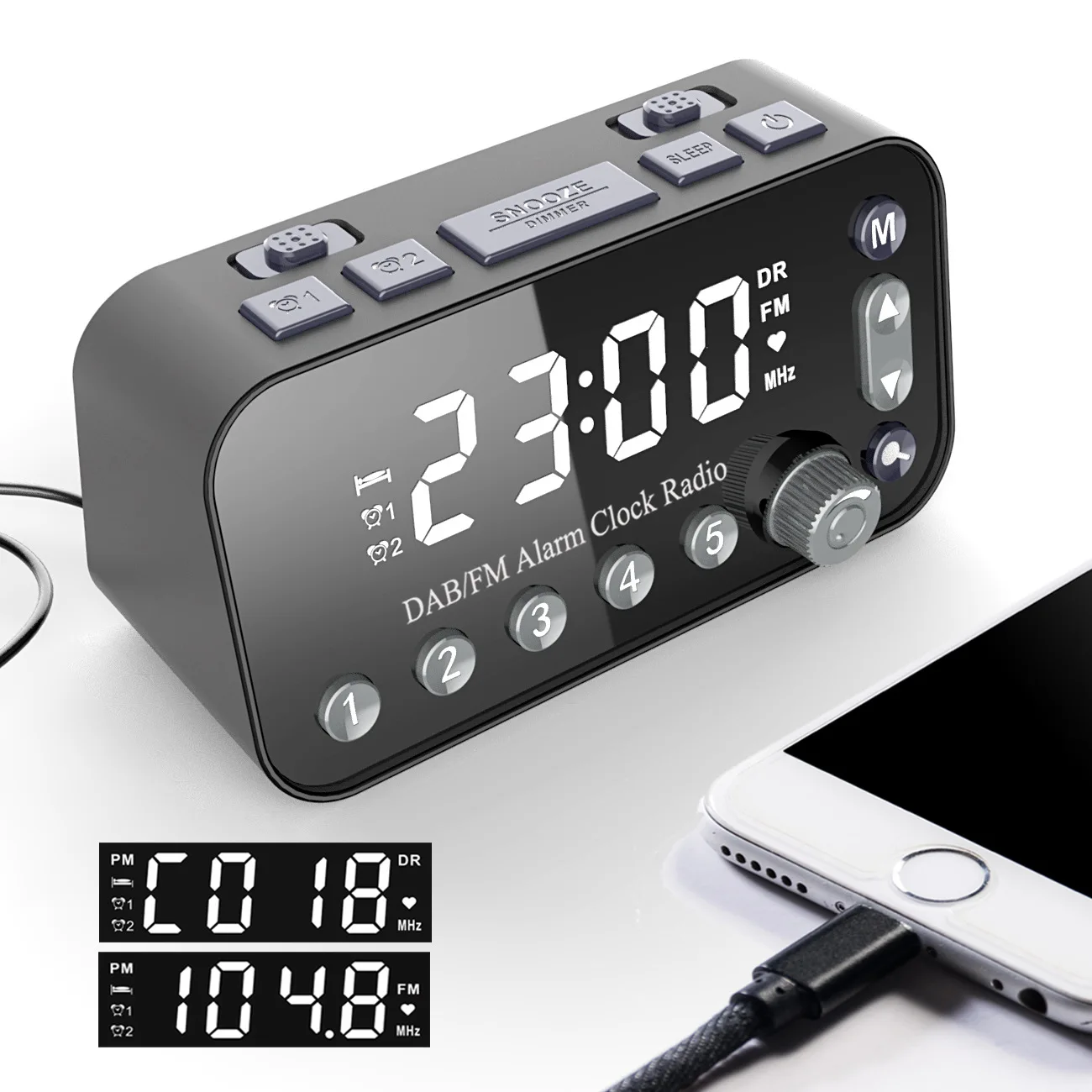 Digital Alarm Clock DAB FM Despertador Radio Dual USB Charging Port LCD Display Backlight Adjustable Alarm Volume Alarm Clock
Digital Alarm Clock DAB FM Despertador Radio Dual USB Charging Port LCD Display Backlight Adjustable Alarm Volume Alarm Clock