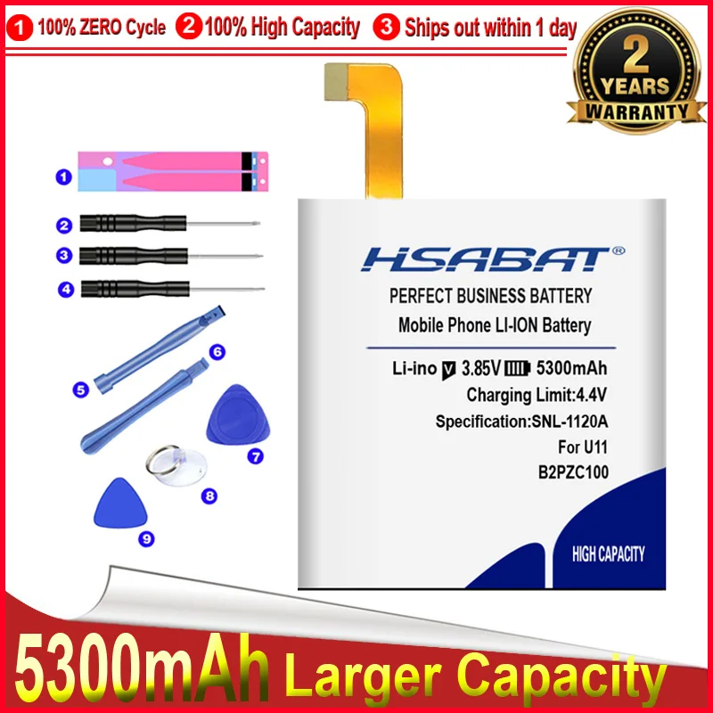 HSABAT 0 цикл 100% новый 5300mAh B2PZC100 аккумулятор для HTC U11 U 3U Бесплатная