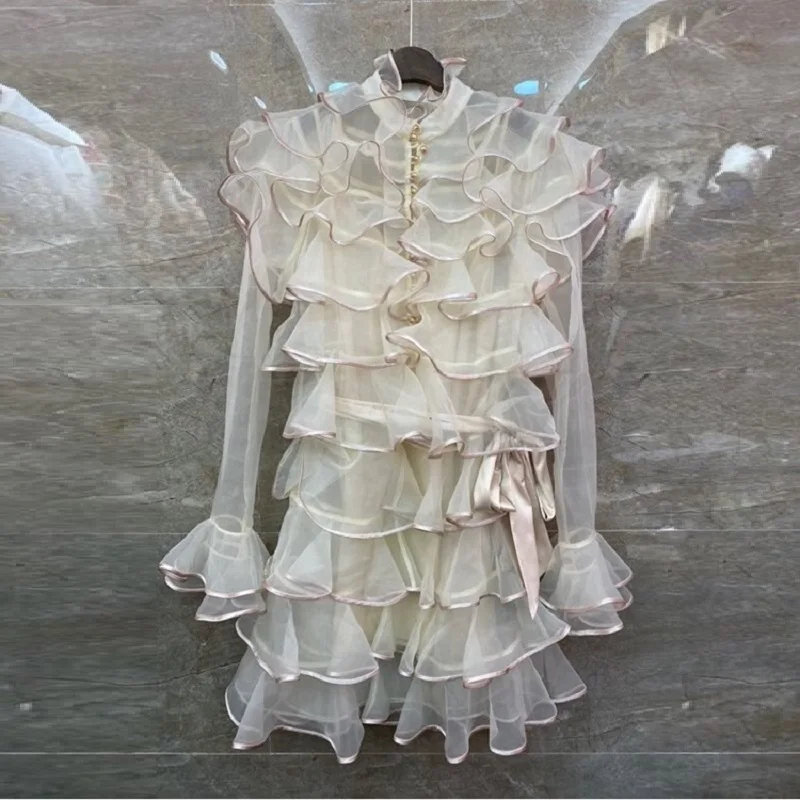 Женское дизайнерское платье с каскадными оборками, Клубное платье с расклешенным рукавом и сетчатыми цветами, весна-лето 2021
Женское дизайнерское платье с каскадными оборками, Клубное платье с расклешенным рукавом и сетчатыми цветами, весна-лето 2021