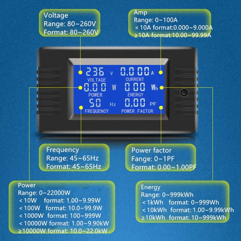 Новейшая модель Переменного тока 6In1 220V 100A однофазный цифровой Панель Amp Вольт