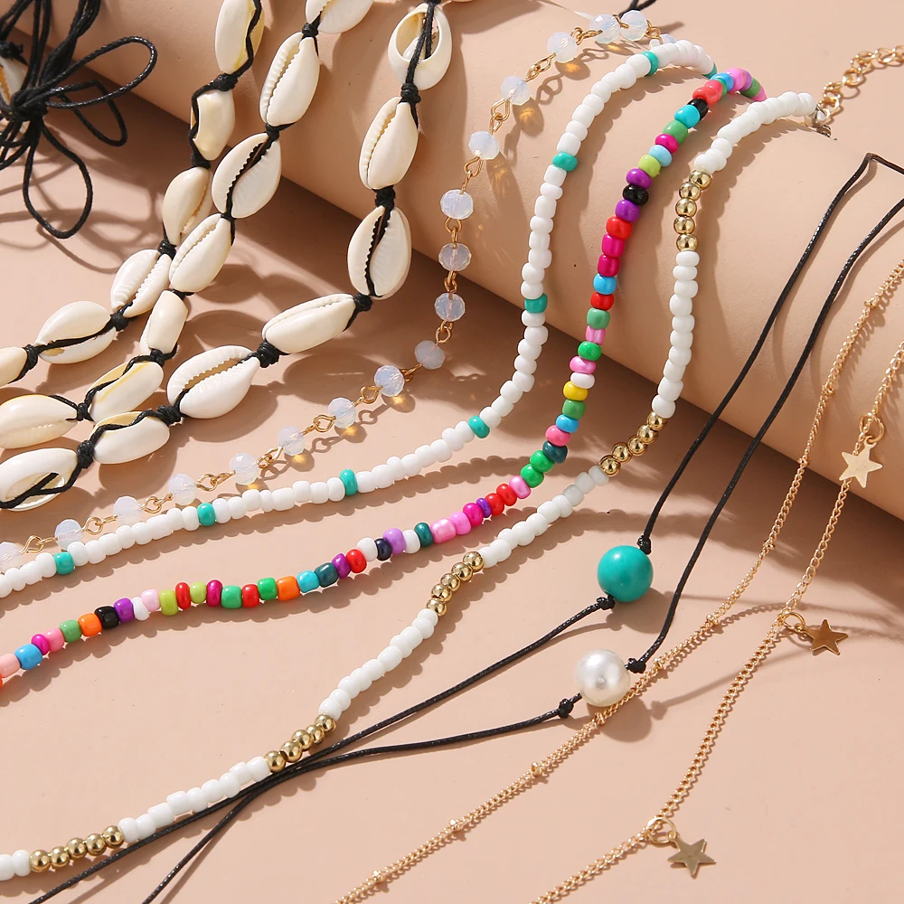 11 Pcs/Sets Fashion Alloy Shell Beaded Hand Woven Necklace Charm Bridal Wedding Adjustable Necklace for Ladies Accessories
11 Pcs/Sets Fashion Alloy Shell Beaded Hand Woven Necklace Charm Bridal Wedding Adjustable Necklace for Ladies Accessories
