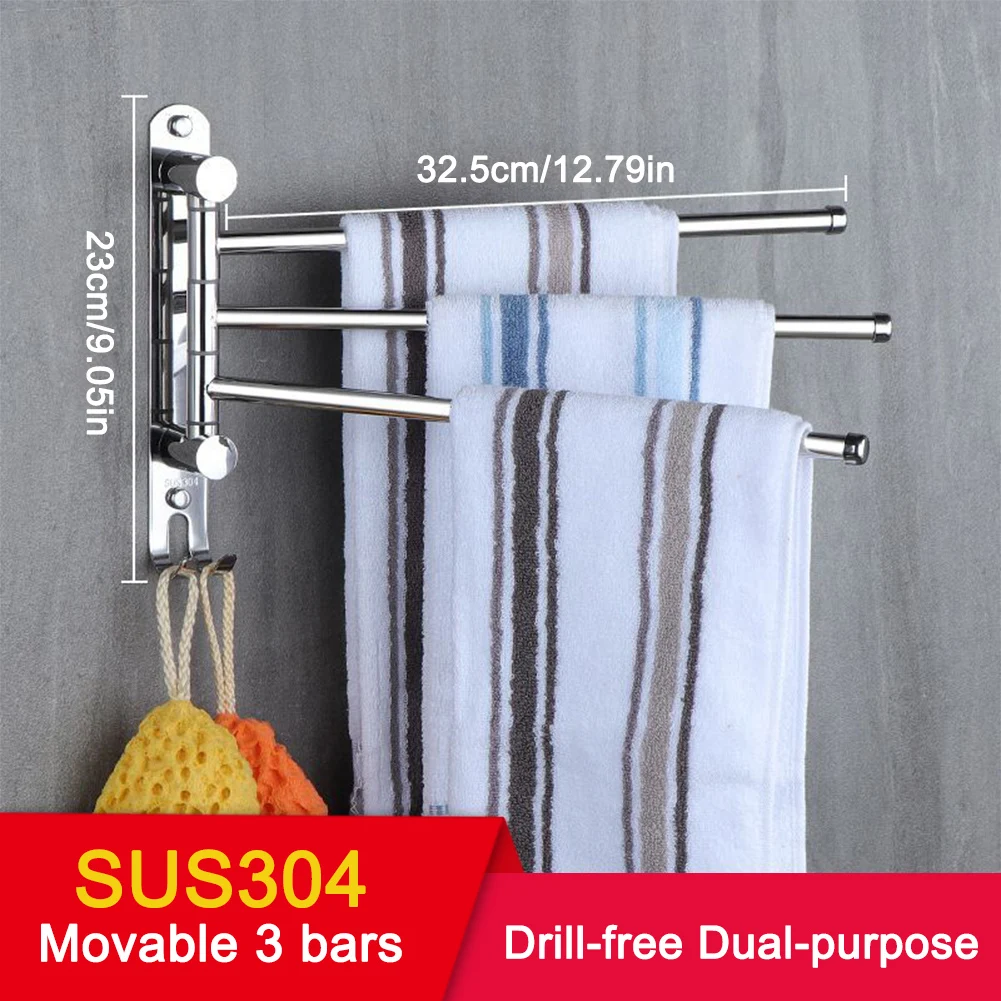 Stainless Steel Bathroom Swivel Towel Bar 3/4/5Arm Swing Hanger Towel Rack with Hook Space Saving Wall Mount Rotating Towel Rail
Stainless Steel Bathroom Swivel Towel Bar 3/4/5Arm Swing Hanger Towel Rack with Hook Space Saving Wall Mount Rotating Towel Rail
