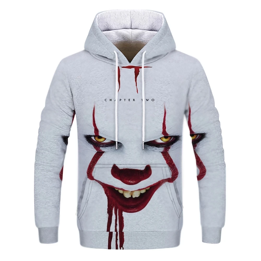 New Horror Movie The Pennywise IT Clown Stephen King's It Sweatshirt Horror Movie Hoodie Halloween Party Hip Hop Street Costume
New Horror Movie The Pennywise IT Clown Stephen King's It Sweatshirt Horror Movie Hoodie Halloween Party Hip Hop Street Costume
