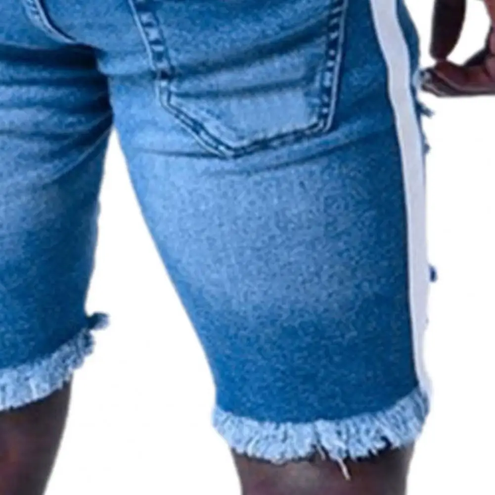 70% Hot Sell Half Pants Ripped Skin-friendly Polyester Fashion Men Denim Shorts for Daily Wear