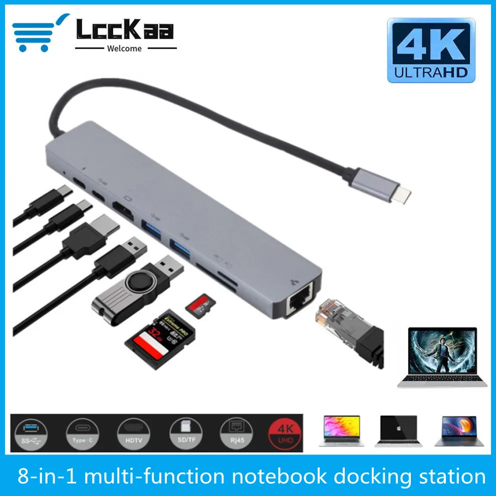 LccKaa USB Type-C Hub To 4K HDMI RJ45 USB 3.0 SD/TD Card Reader PD Fast Charge 8-in-1 Multifunction Adapter For MacBook Pro
LccKaa USB Type-C Hub To 4K HDMI RJ45 USB 3.0 SD/TD Card Reader PD Fast Charge 8-in-1 Multifunction Adapter For MacBook Pro