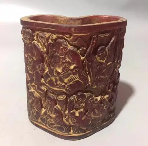 Geomantic Handmade Amber Heart-shaped Pencil Holder Jar Carved The Eighteenth Luohan Safe And Auspicious Gift
Geomantic Handmade Amber Heart-shaped Pencil Holder Jar Carved The Eighteenth Luohan Safe And Auspicious Gift
