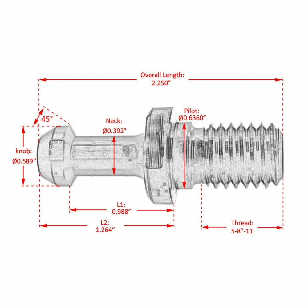 10pcs Pull Stud Retention Knob Cat40 45 0.594'' Degree Pull Stud Retention Knob Fits HAAS CNC Silver anti-rust and anti-fading
10pcs Pull Stud Retention Knob Cat40 45 0.594'' Degree Pull Stud Retention Knob Fits HAAS CNC Silver anti-rust and anti-fading