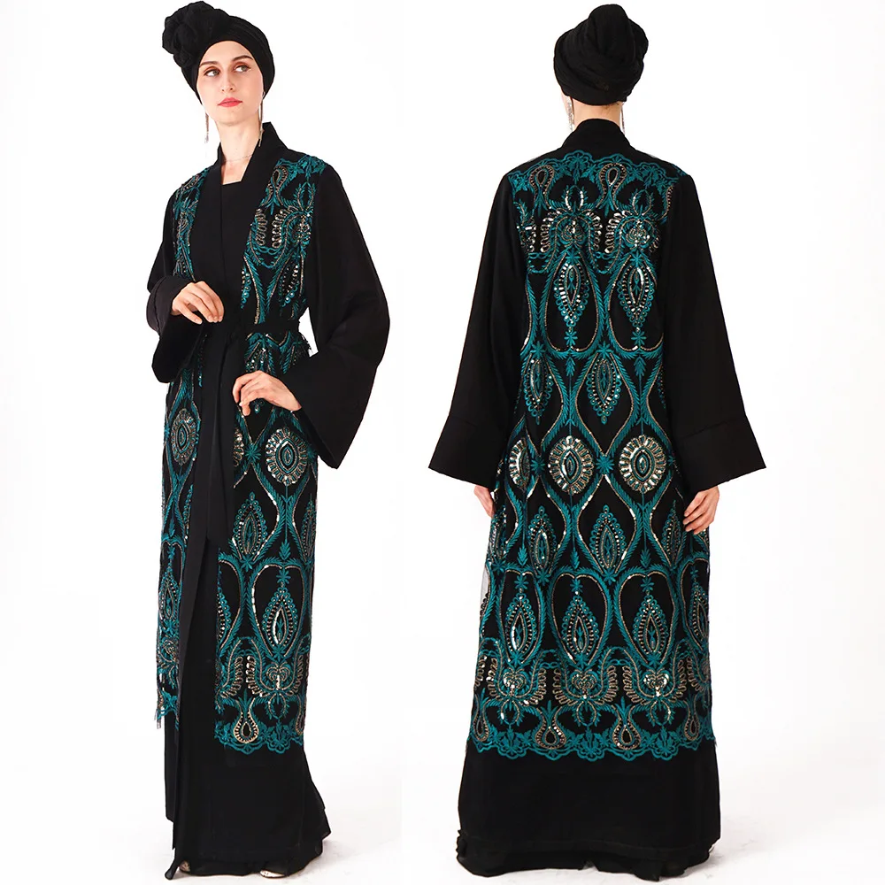 2021 Summer New Middle East Dubai Robe Abaya Fashion Muslim Sequins Embroidered Loose Cardigan Outside Women's Kaftan Dress
2021 Summer New Middle East Dubai Robe Abaya Fashion Muslim Sequins Embroidered Loose Cardigan Outside Women's Kaftan Dress