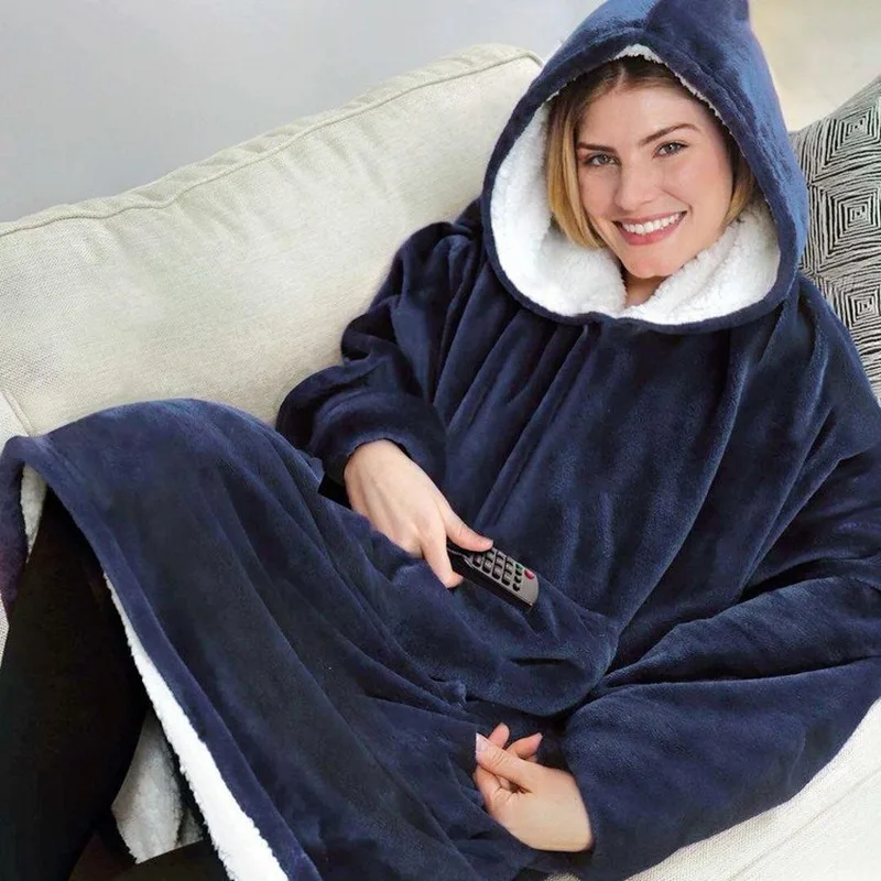 TV Blanket with Sleeves Hoodie Sweatshirt Winter Lazy Pullover Blanket Fleece Hooded Outdoor Cold and Warm Adult Clothes
TV Blanket with Sleeves Hoodie Sweatshirt Winter Lazy Pullover Blanket Fleece Hooded Outdoor Cold and Warm Adult Clothes