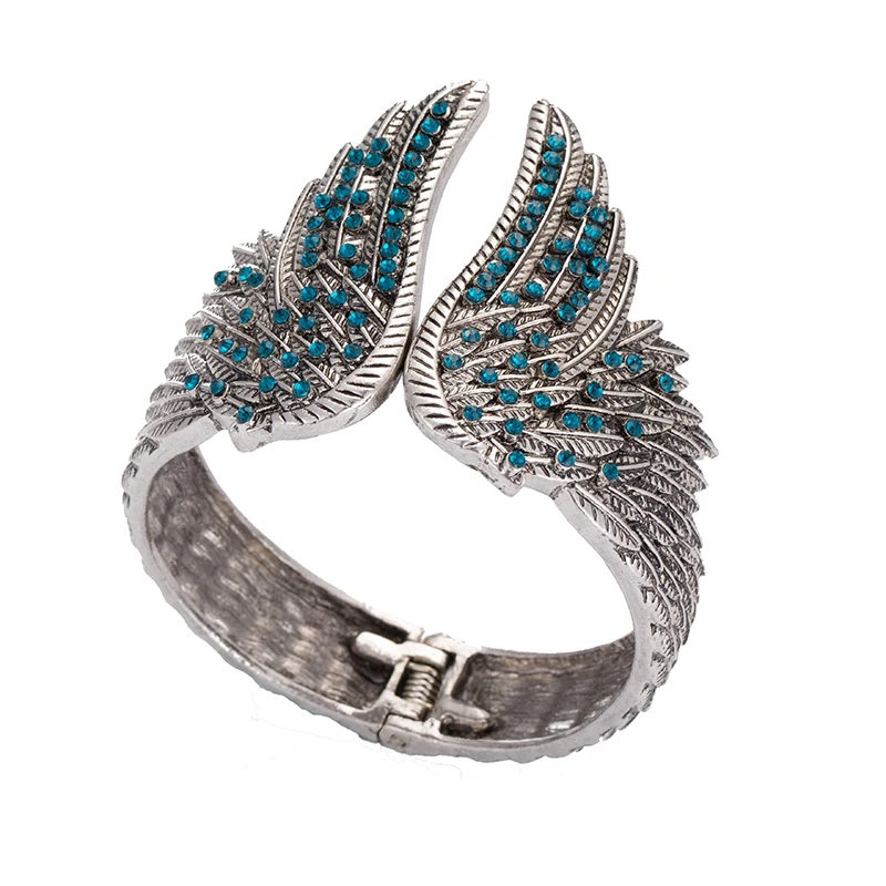Fashion Angel Wings Cuff Bracelet for Women Biker Crystal Punk Jewelry Gift Antique Silver Color Bangle Dropshipping
Fashion Angel Wings Cuff Bracelet for Women Biker Crystal Punk Jewelry Gift Antique Silver Color Bangle Dropshipping