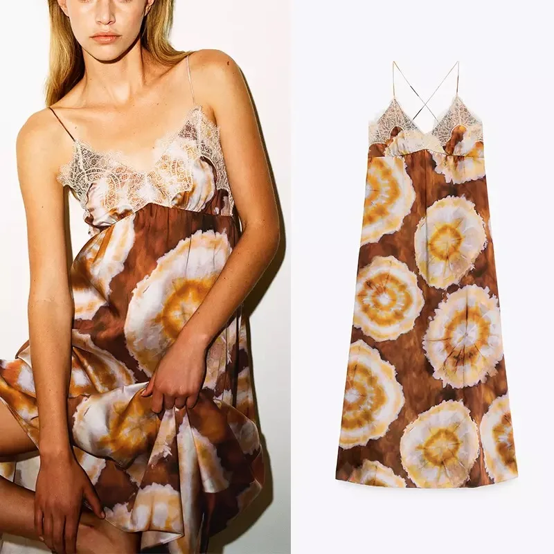 Za Summer Woman Print Sling Dress Tops Lace V-nack Lacing Cross Design Adjustable Shoulder Strap Loose Hem Large Size Sexy Dress
Za Summer Woman Print Sling Dress Tops Lace V-nack Lacing Cross Design Adjustable Shoulder Strap Loose Hem Large Size Sexy Dress