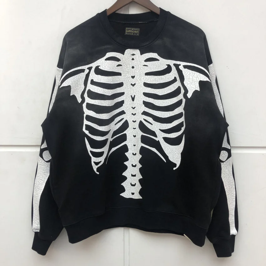 Crazing Printing Skeleton Bone Printing Kapital Sweatshirts Men Women Black Brown Hoodie Crewneck xxxtentacion streetwear
Crazing Printing Skeleton Bone Printing Kapital Sweatshirts Men Women Black Brown Hoodie Crewneck xxxtentacion streetwear