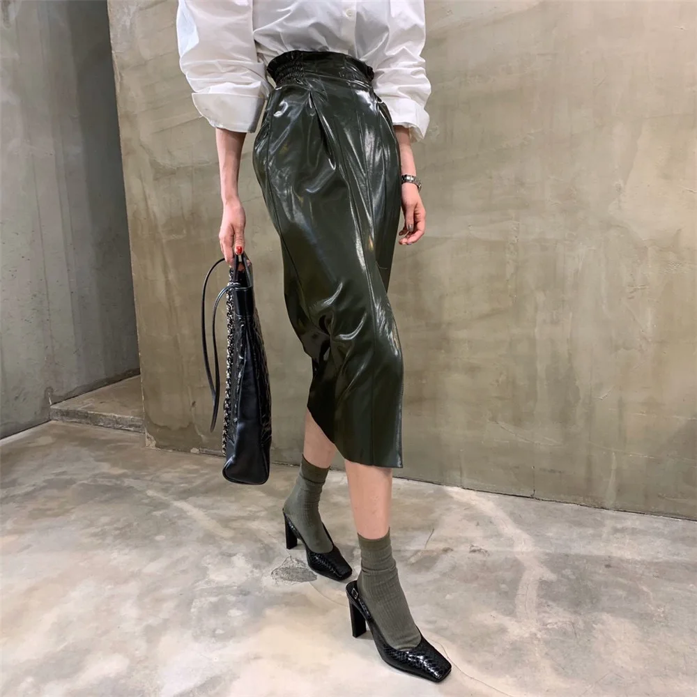 2020 New Autumn Winter PU Faux Leather Women Long Skirt High Waist Elegant Front Split Mid-calf A-Line Wrap Skirts Lady
2020 New Autumn Winter PU Faux Leather Women Long Skirt High Waist Elegant Front Split Mid-calf A-Line Wrap Skirts Lady