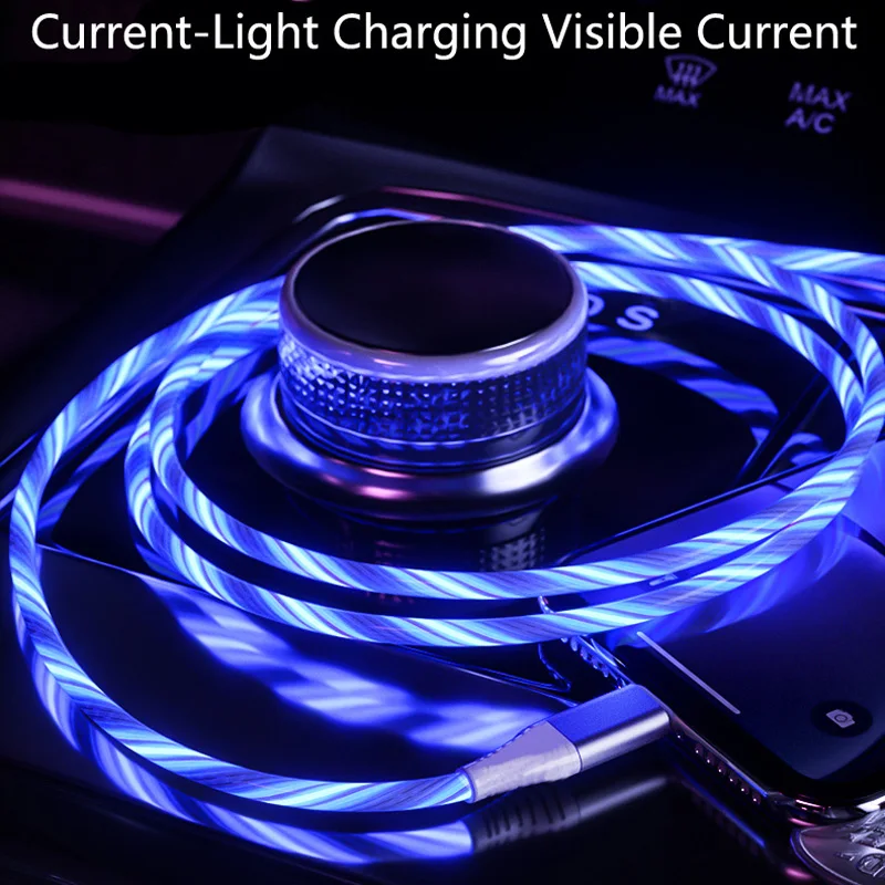 Фото Кабель зарядный автомобильный со светодиодной подсветкой USB кабель для передачи