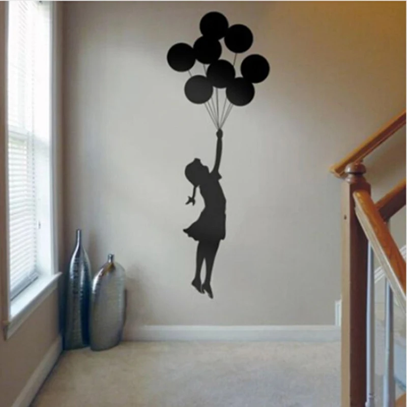 

Banksy на стену Стикеры плавающий шар для девочек Бэнкси искусства Home Decor самоклеющиеся граффити DIY украшения дома виниловые наклейки на стены