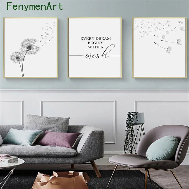 Black and White Dandelion Canvas Painting Minimalist Wall Art Make Wish Poster Prints Nordic Style Living Room Bedroom Decor
Black and White Dandelion Canvas Painting Minimalist Wall Art Make Wish Poster Prints Nordic Style Living Room Bedroom Decor