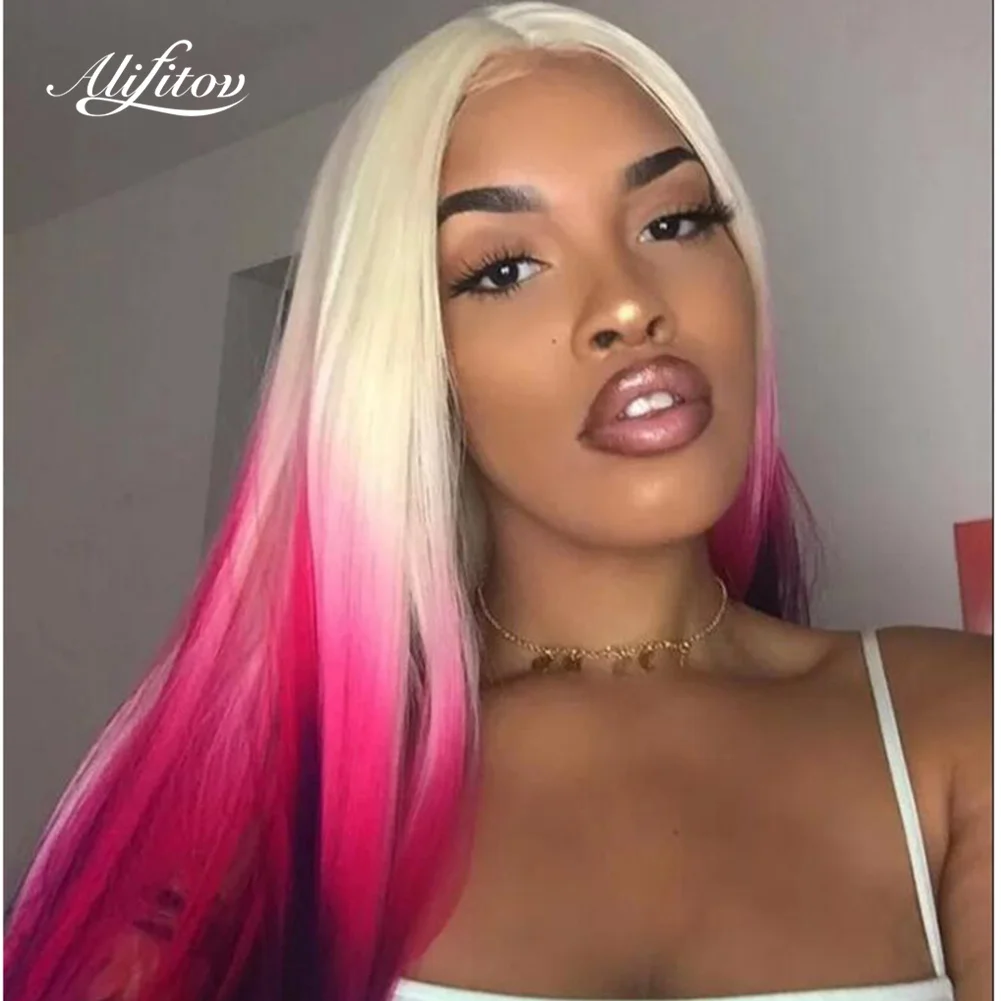 ALIFITOV Pink 613 Ombre Lace Front Wig Colored Human Hair Wigs For Women Pre-Plucked Transparent Straight Human Hair Wig 
ALIFITOV Pink 613 Ombre Lace Front Wig Colored Human Hair Wigs For Women Pre-Plucked Transparent Straight Human Hair Wig