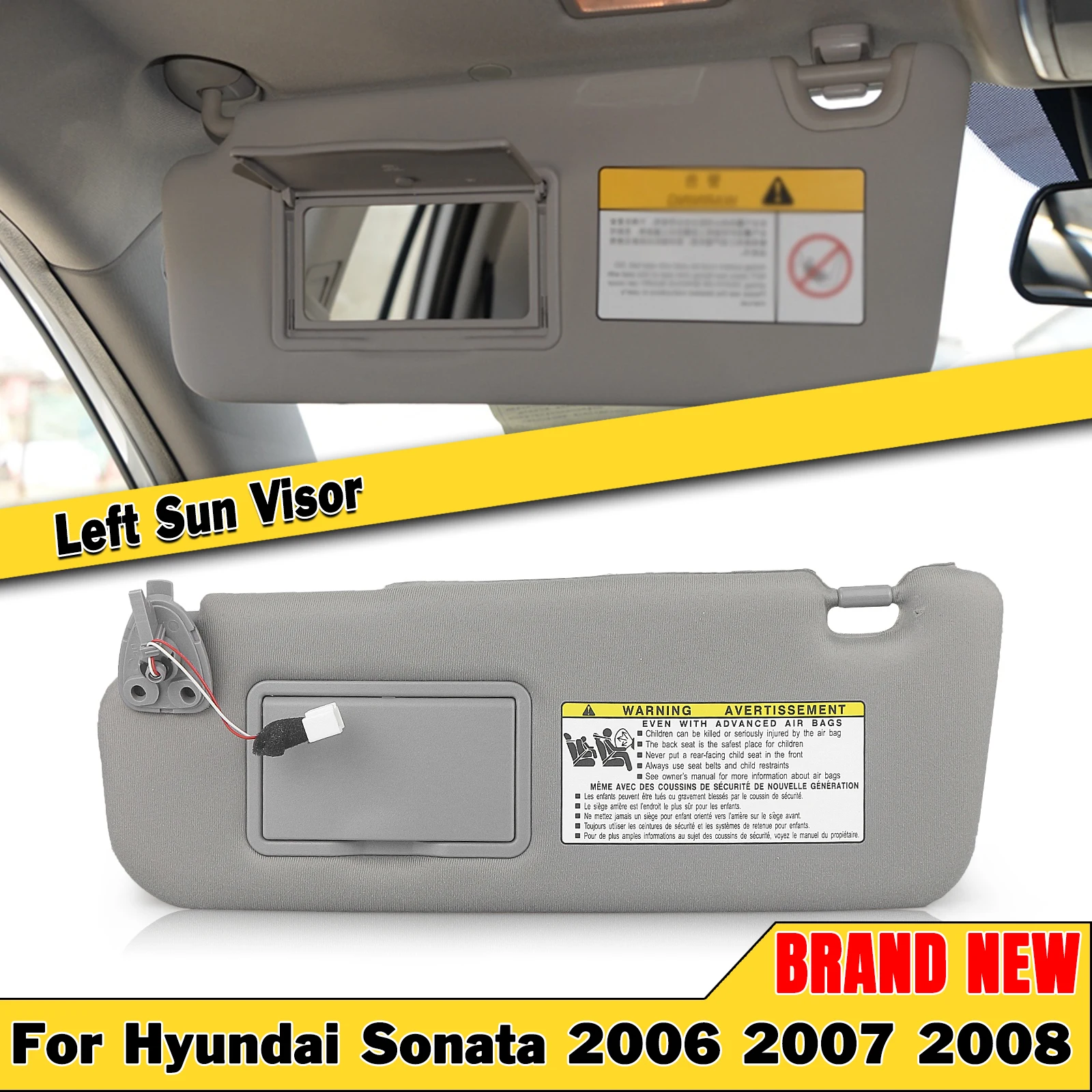 

For Hyundai Sonata 2005-2010 Gray Sun Visor Left Driver Car Front Window Shade Blind Shield Cover Windshield Sunvisor Sunshade