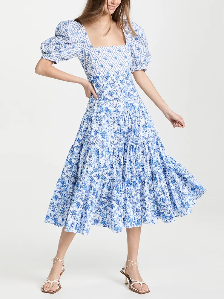 Dresses For Women 2022 Elegant Vintage Blue Floral Print Midi Dress Square Neck Short Puff Sleeve Tiered Vacation Summer Dress
Dresses For Women 2022 Elegant Vintage Blue Floral Print Midi Dress Square Neck Short Puff Sleeve Tiered Vacation Summer Dress