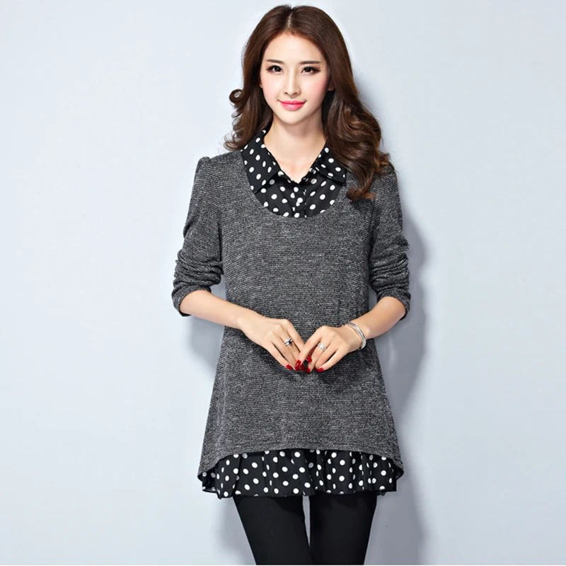 Plus Size Knitted Patchwork Women Blouses 2020 Autumn Fashion Loose Turn Down Collar Dot Polka Ladies Tops Long Sleeve Shirt 5xl
Plus Size Knitted Patchwork Women Blouses 2020 Autumn Fashion Loose Turn Down Collar Dot Polka Ladies Tops Long Sleeve Shirt 5xl