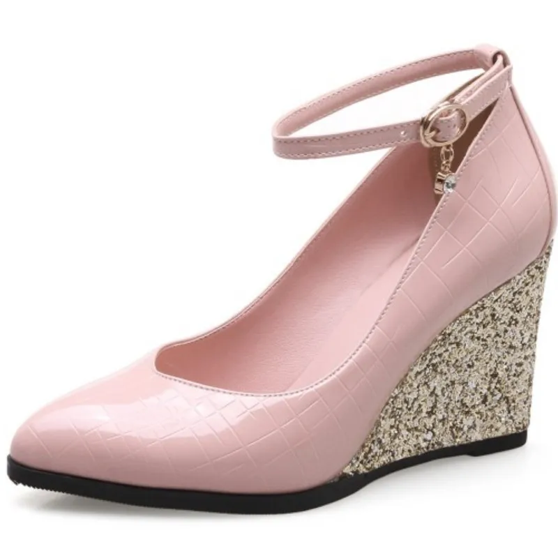 Fanyuan 2021 Women Pumps PU Leather Woman Shoes Ankle Strap Platform Wedge High Heel Pointed Toe Ladies Wedding Pumps Size 34-43
Fanyuan 2021 Women Pumps PU Leather Woman Shoes Ankle Strap Platform Wedge High Heel Pointed Toe Ladies Wedding Pumps Size 34-43