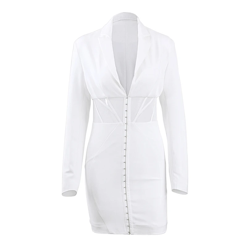 Women Solid Long Sleeve V Neck Blazer Coat Sexy Mesh Elegant Autumn Streetwear Bodycon White Party Dress Outfits
Women Solid Long Sleeve V Neck Blazer Coat Sexy Mesh Elegant Autumn Streetwear Bodycon White Party Dress Outfits