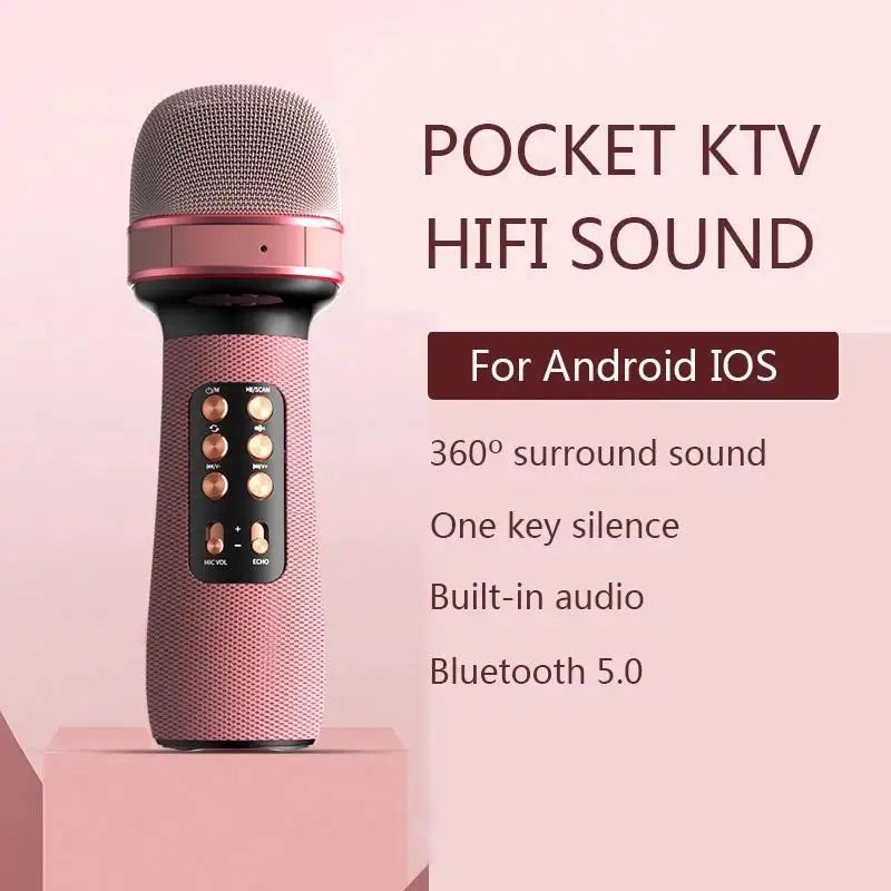 

Wireless Karaoke Microphone Professional Bluetooth Condenser Handheld Mic Speaker Home KTV Player Singing Recorder for Kids