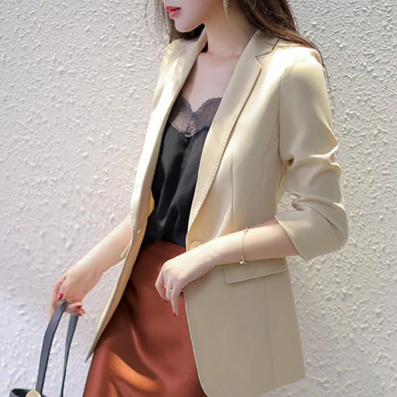 Women's One Button Blazer Straight Suit Solid Color Office Lady Coat with Pockets 2021 New
Women's One Button Blazer Straight Suit Solid Color Office Lady Coat with Pockets 2021 New