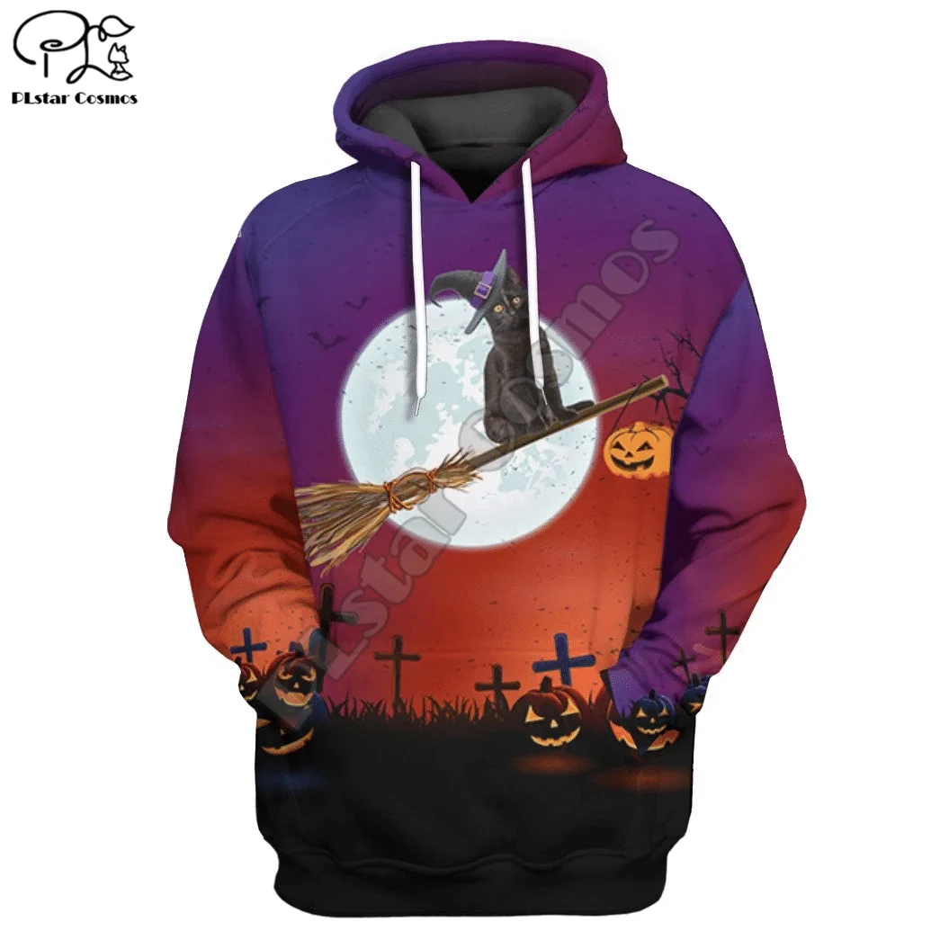 

PLstar Cosmos Halloween Pumpkin Cat 3D Print 2021 New Fashion Hoodies Sweatshirts Zip Hooded For Men/Women Casual Streetwear H02