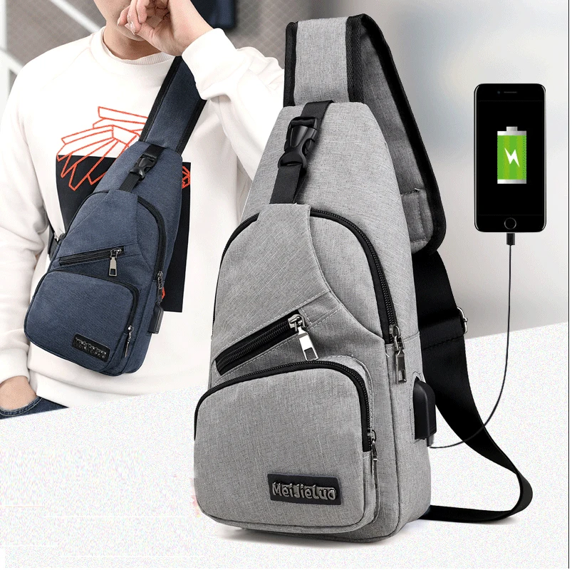 

Повседневная модная нагрудная сумка-мессенджер для мужчин, стильная уличная деловая Сумочка на плечо с USB-зарядкой для поездок