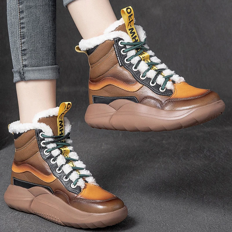 Winter Chunky Women Thick Plush Warm Snow Boots Comfortable Female Outdoor Ankle Boots Mixed Colors Leather Casual Cotton Shoes
Winter Chunky Women Thick Plush Warm Snow Boots Comfortable Female Outdoor Ankle Boots Mixed Colors Leather Casual Cotton Shoes