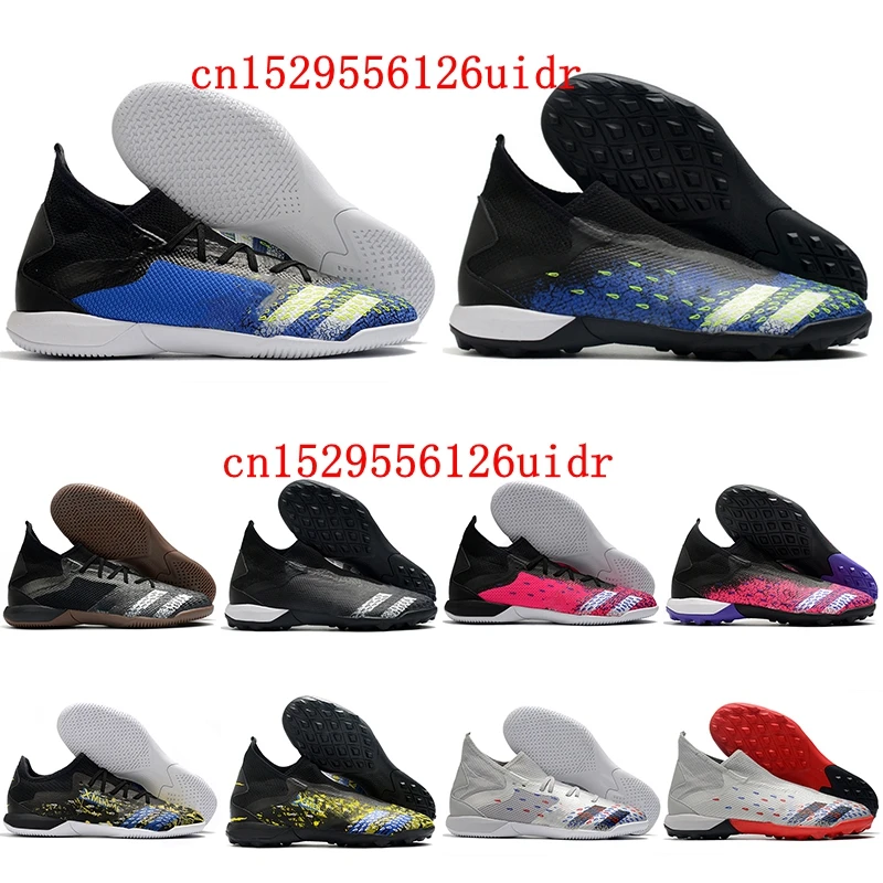 

SUperFlys – chaussures de football pour hommes, crampons sans lacets TF bottes d'entraînement en cuir noir, rose jaune bleu 2021