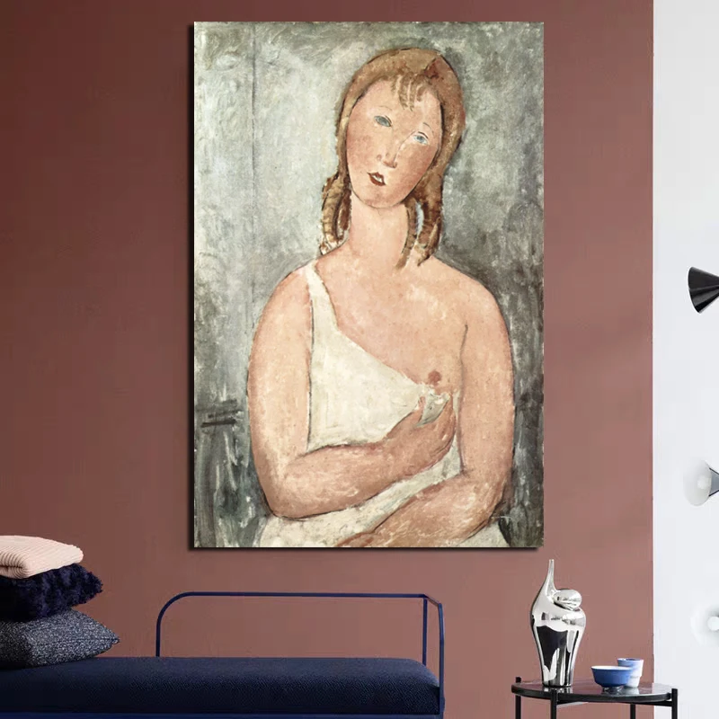 

Amedeo Modigliani Woman In White Wall Art Canvas Painting Posters Prints Modern Painting Wall Picture For Living Room Home Decor