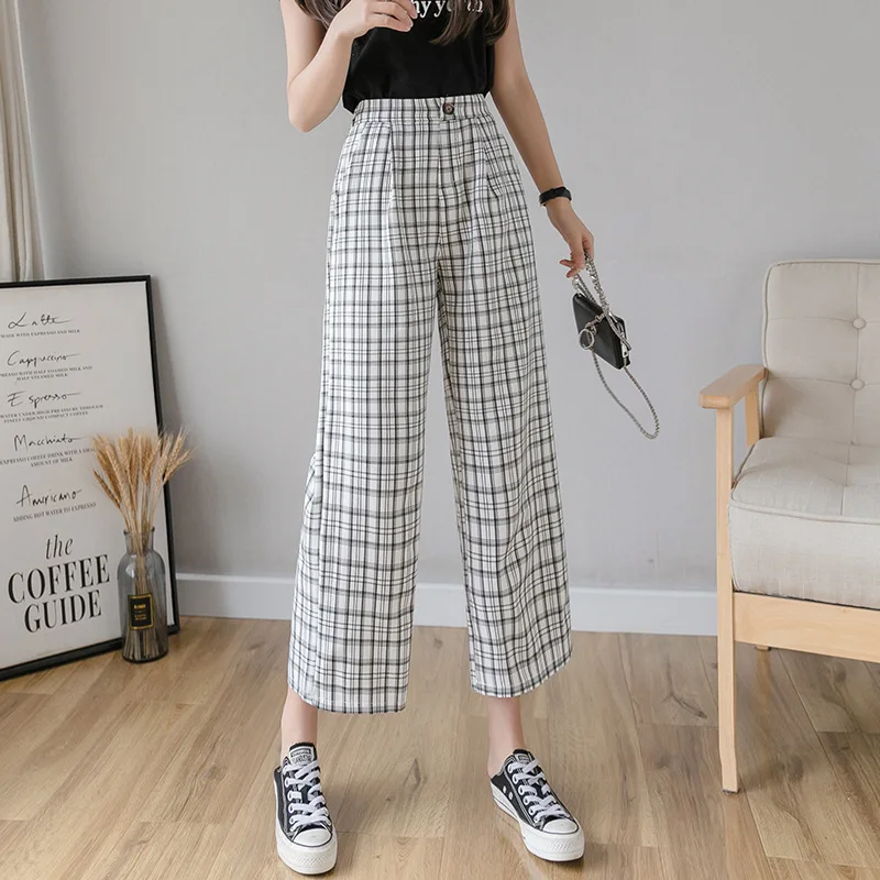 vintage plaid pants elastic waist pants women high waist plus size wide leg Pants Casual female korean trousers women
vintage plaid pants elastic waist pants women high waist plus size wide leg Pants Casual female korean trousers women