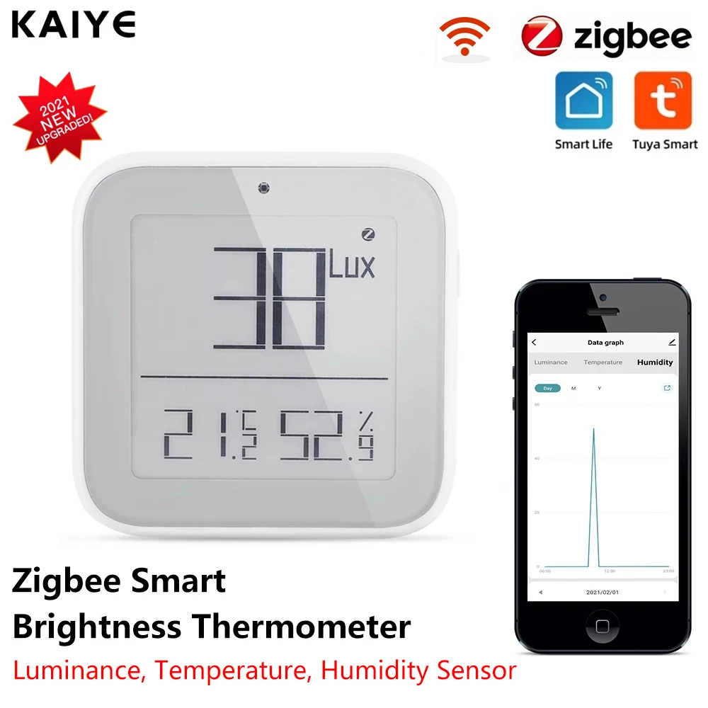 Tuya Zigbee Smart Home Temperature Sensor Humidity Sensor Real-time Light Sensitive Brightness Detector with Tuya Smart Life App
Tuya Zigbee Smart Home Temperature Sensor Humidity Sensor Real-time Light Sensitive Brightness Detector with Tuya Smart Life App